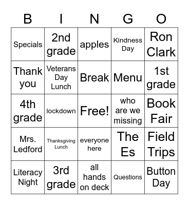 CRE Faculty Meeting Bingo Card