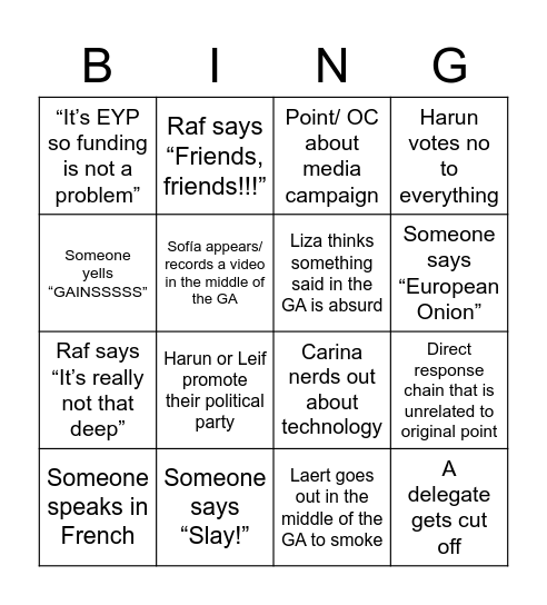Untitled Bingo Card