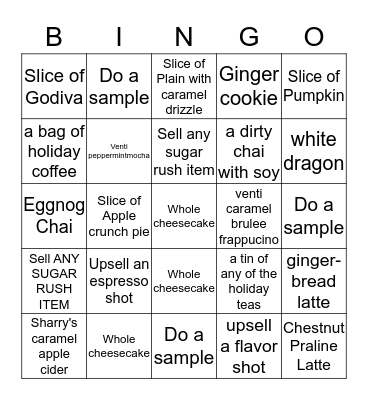 Holiday  Bingo Card
