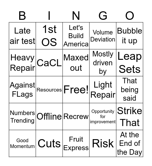 5:45 Bingo  Bingo Card