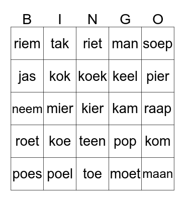 Woordenbingo Card