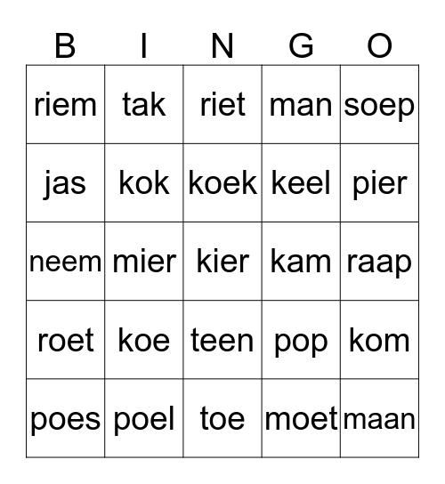 Woordenbingo Card