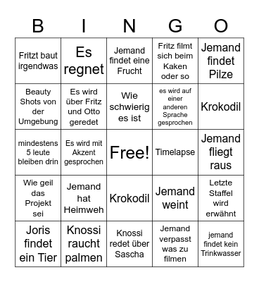 7 vs Wild Bingo Card