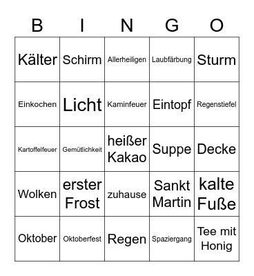 Herbst Bingo Card