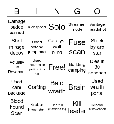 Apex legends bingo Card