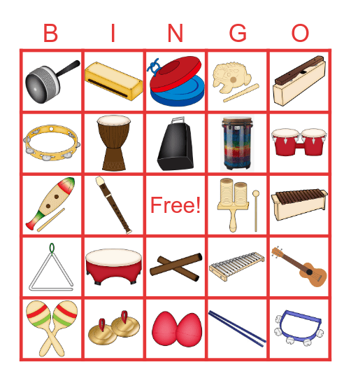 Music Instrument Bingo Card