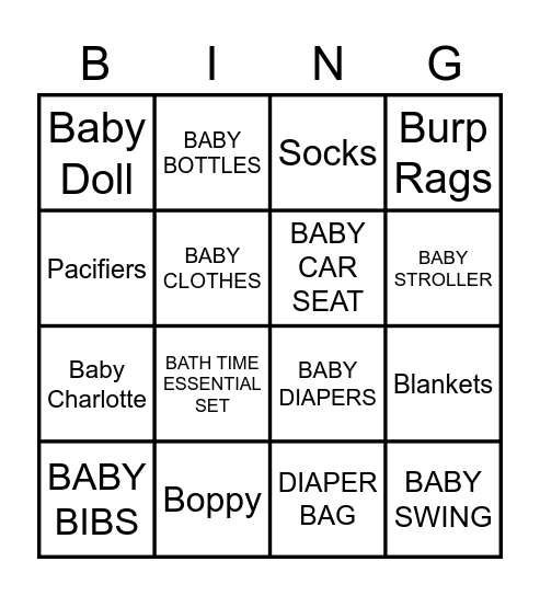 Baby Belle Bingo Card