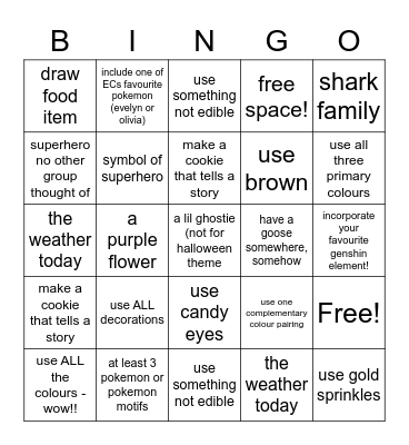 decorating bingo!! :3 Bingo Card