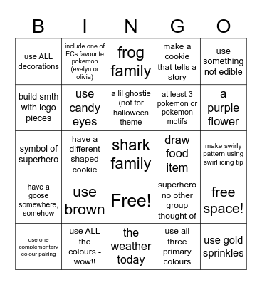 decorating bingo!! :O Bingo Card