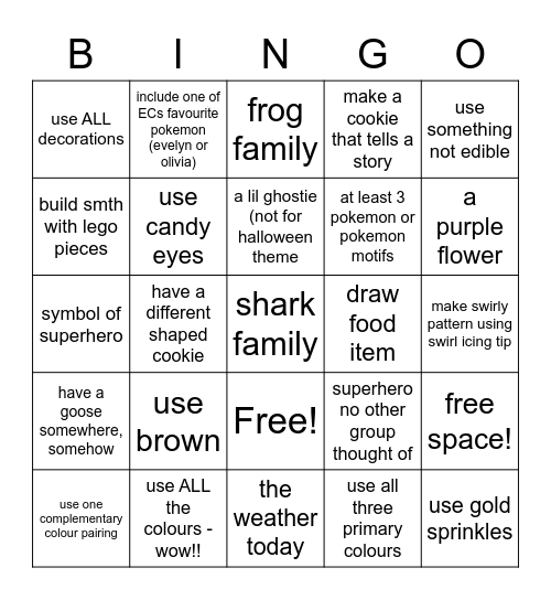 decorating bingo!! :O Bingo Card