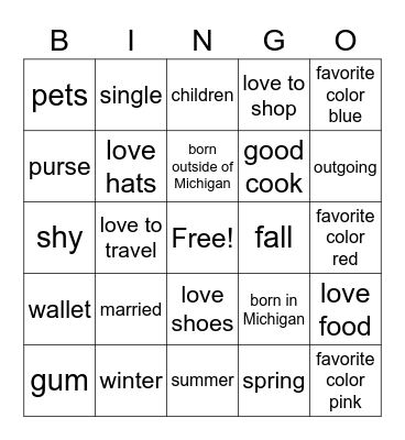 Ladies Night Out 2022 Bingo Card