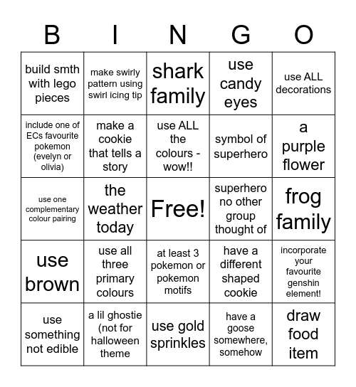 decorating bingo!! Bingo Card