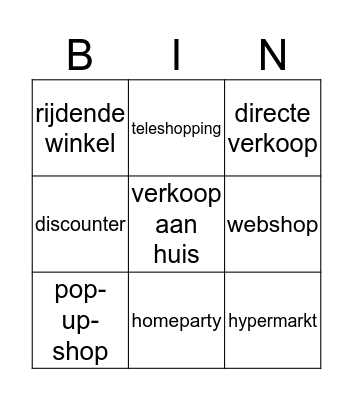 verkooppunten Bingo Card