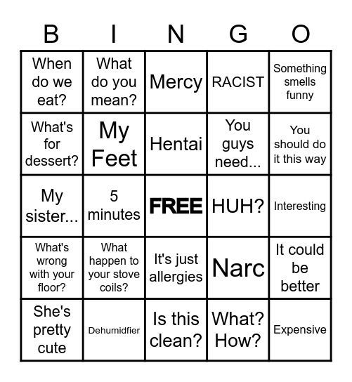 DUSTIN Bingo Card