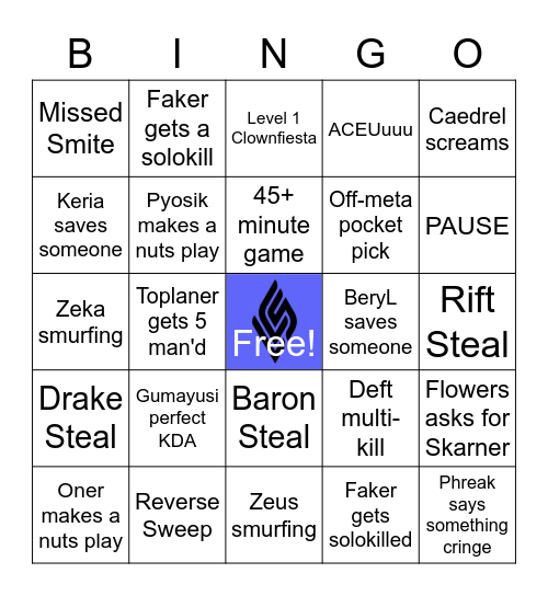 WORLDS 2022 Bingo Card