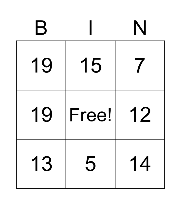 Number Bingo 120 Bingo Card