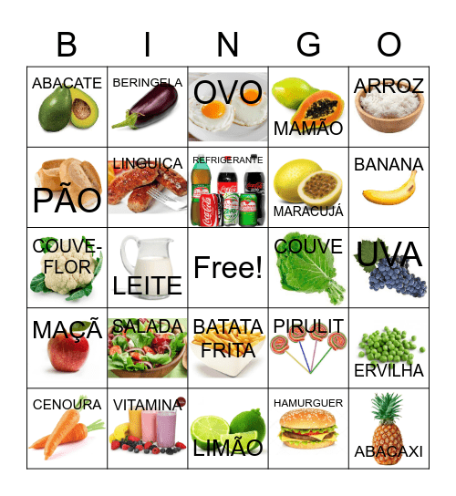 BINGO DOS ALIMENTOS SAUDAVEIS Bingo Card