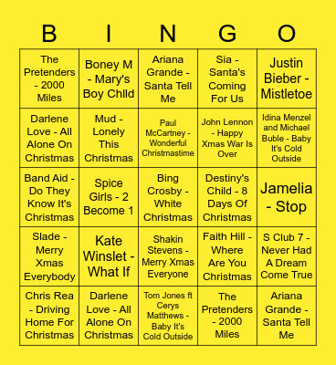 Laura - Yellow Bingo Card
