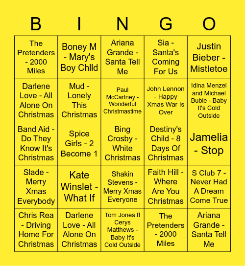 Laura - Yellow Bingo Card