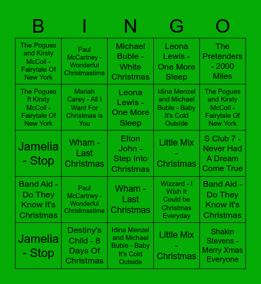 Tamera - Green Bingo Card