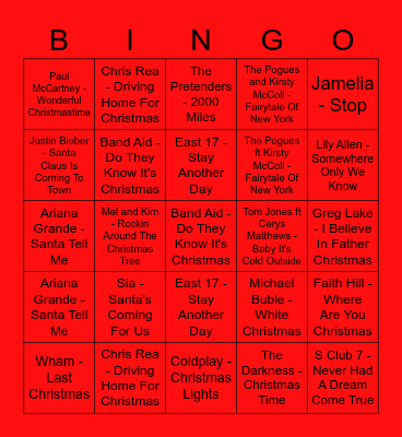Eoghan - Red Bingo Card