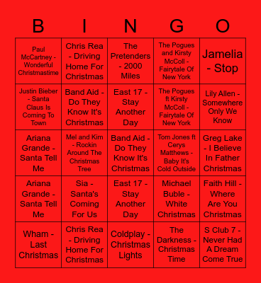 Eoghan - Red Bingo Card