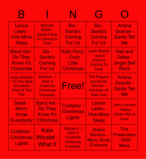Ruth - Red Bingo Card