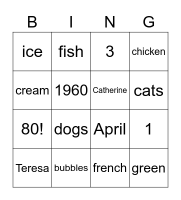 80th Birthday Bingo Card