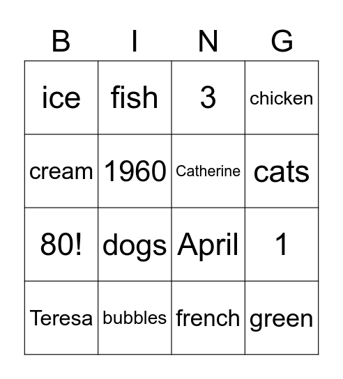80th Birthday Bingo Card