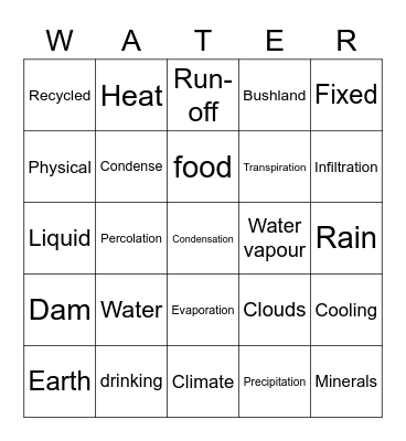 The Water Cycle Bingo Card
