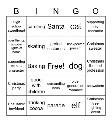 Hallmark Christmas Movie Bingo Card