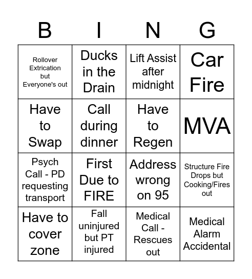 Engine Bingo Card