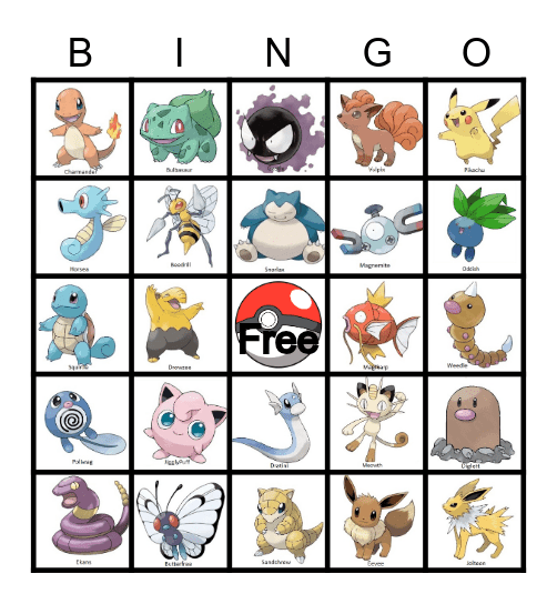 Pokemon Bingo Card