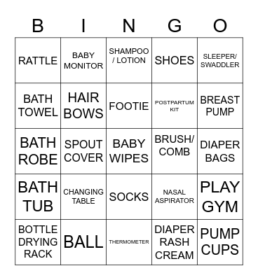 BABY SHOWER Bingo Card