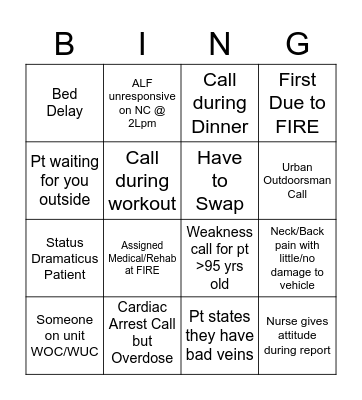 Rescue Bingo Card