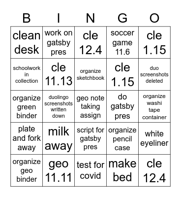 to do Bingo Card