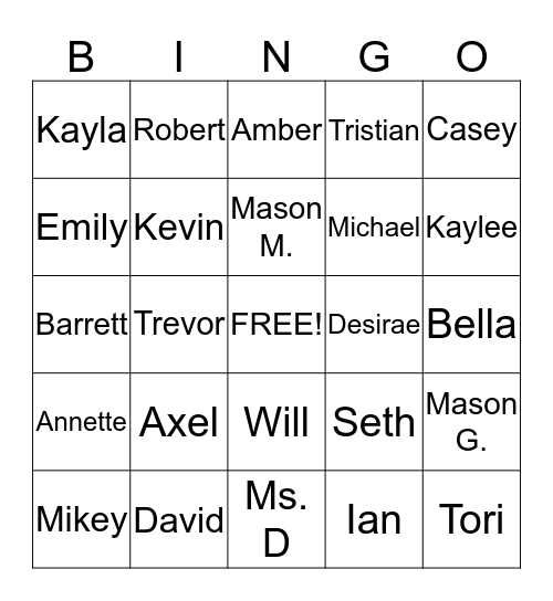 After Care Bingo Card