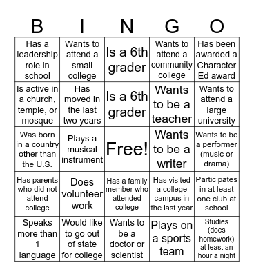 Career Ice Breaker BINGO Card