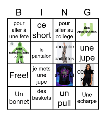 Qu'est-ce que tu portes? Bingo Card