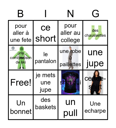 Qu'est-ce que tu portes? Bingo Card