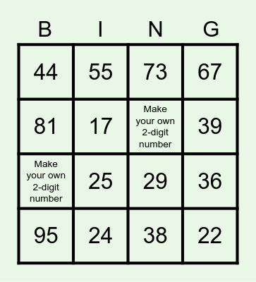 GREEN Bingo Card