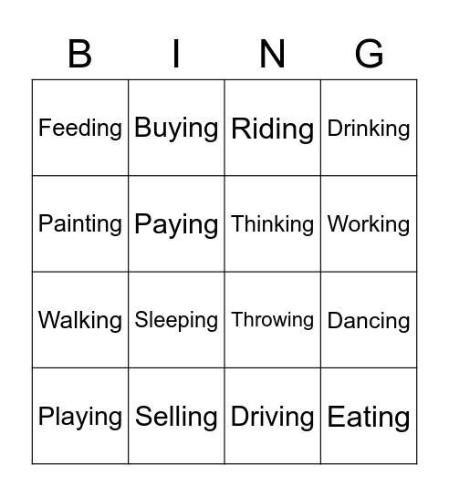 ESL Level 1a Nov 10th Bingo Card