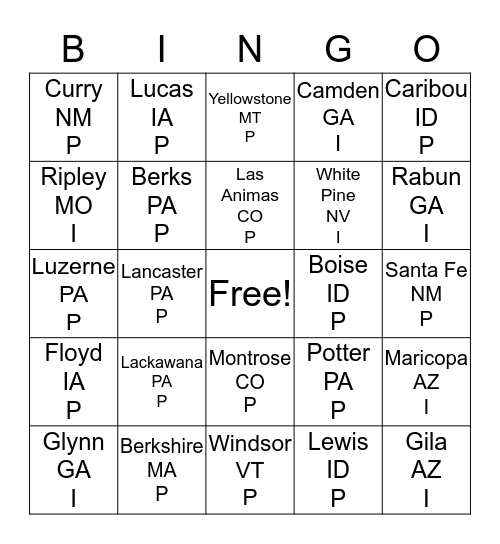 T'Shara Bingo Card