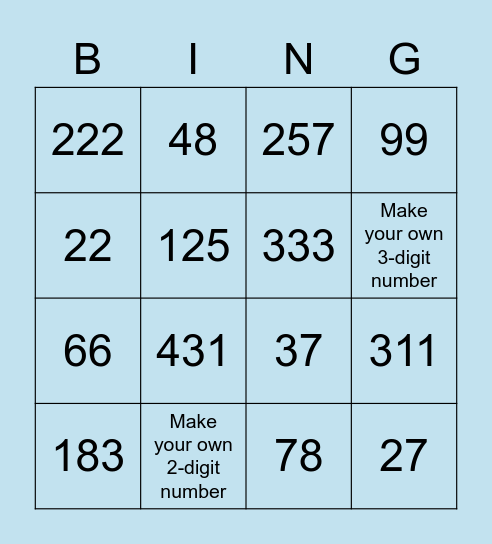 BLUE Bingo Card