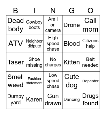 On Patrol 2 Bingo Card