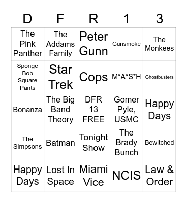 Theme Songs Bingo Card