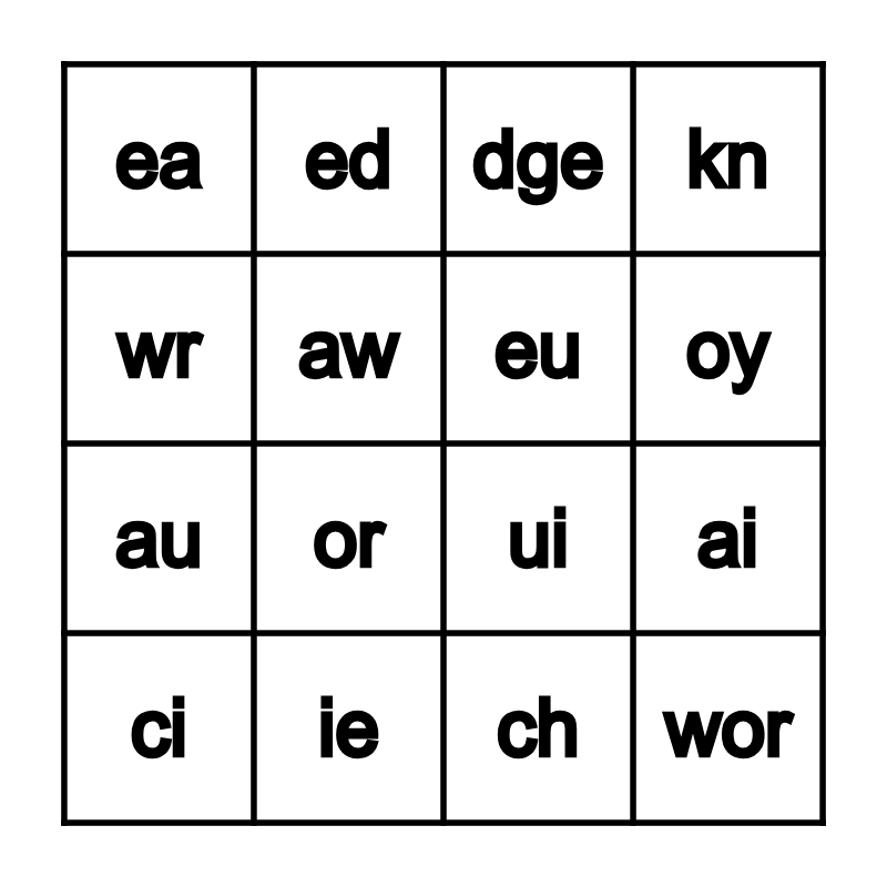 Multi-Letter Phonograms Bingo Card