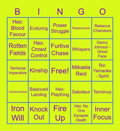 My BINGO List :) Bingo Card