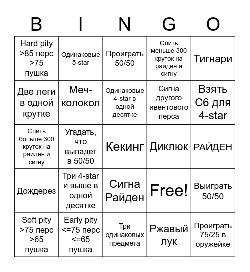 Крутим БУБАСВОРД Bingo Card