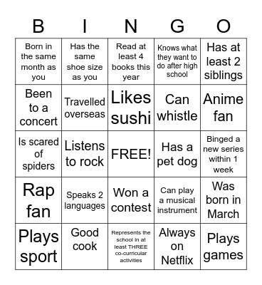 Find someone who ... Bingo Card